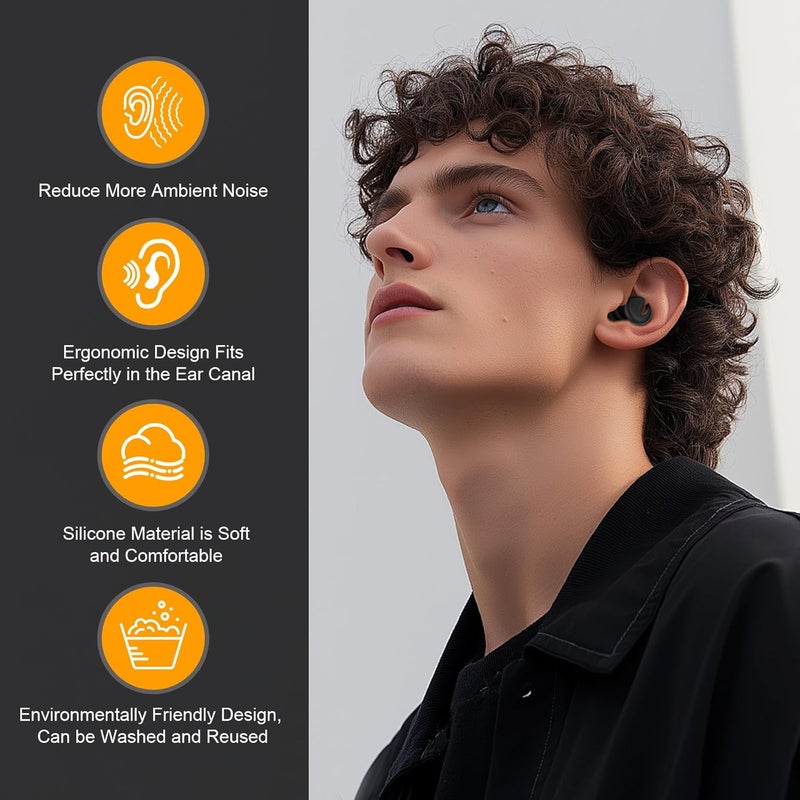 DOUTINGHAO Ear Plugs for Sleeping Noise Cancelling, 38dB Noise Reduction Earplugs, Silicone Reusable Hearing Protection Ear Plug, Waterproof Earplug Suitable for Sleeping, Study, Travel, Concerts (3Pairs) - Image 4